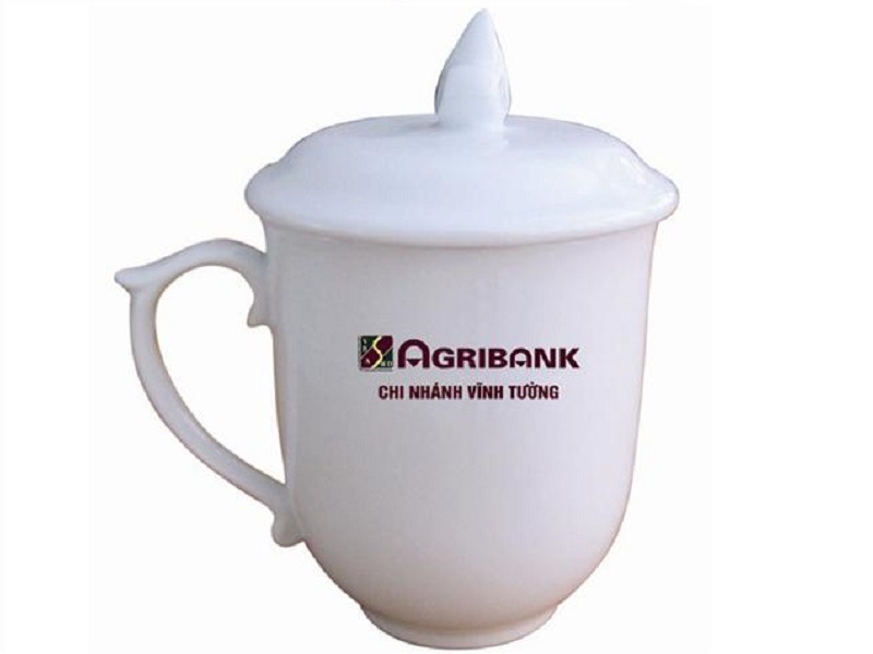 Cốc sứ có nắp in logo Agribank