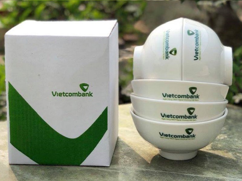 Bộ bát ăn in logo khách hàng Vietcombank